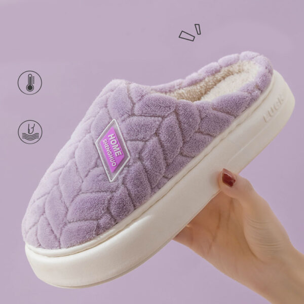 New Non-slip Thick-soled Plush Slippers Couple Winter Warm Home Slipper Indoor Fleece Shoes For Women Men – Image 3