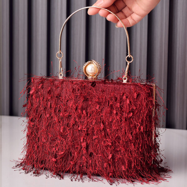 Tassel Handbags Women Dress Party Evening Bag Fashion Luxury Designer Square Bags Crossbody Shoulder Bag Ladies – Image 2