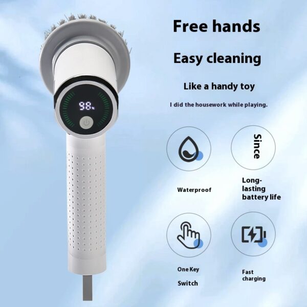 Multifunctional Smart Display Electric Cleaning Brush Wireless Kitchen Sink Cleaning Brush Waterproof Electric Pot Brush Cleaning Tool – Image 6