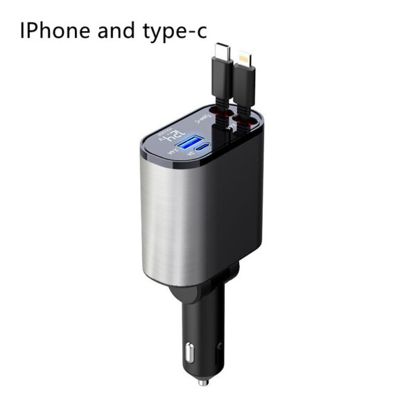 Metal Car Charger 100W Super Fast Charging Car Cigarette Lighter USB And TYPE-C Adapter – Image 3