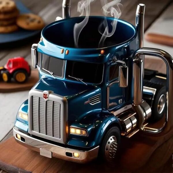 Durable Truck Coffee Mug Semi Truck Handcrafted Coffee Cup Semi-trailer Shaped Semi-Truck Coffee Mugs For Family – Image 6