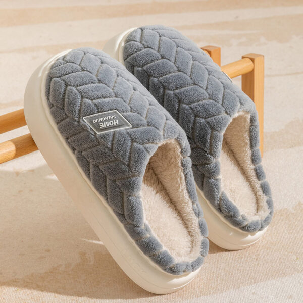 New Non-slip Thick-soled Plush Slippers Couple Winter Warm Home Slipper Indoor Fleece Shoes For Women Men – Image 7