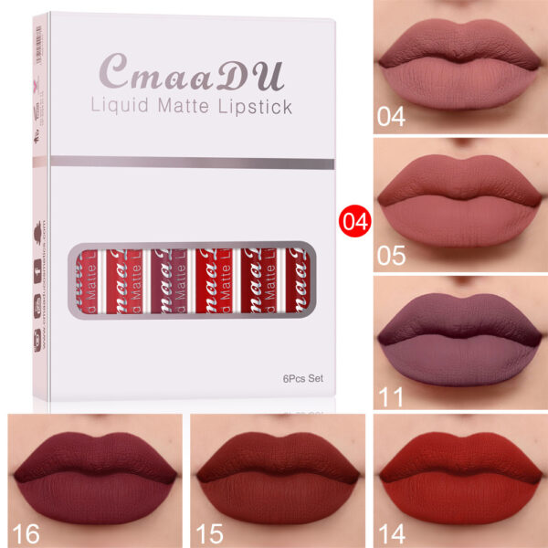 6 Boxes Of Matte Non-stick Cup Waterproof Lipstick Long Lasting Lip Gloss – Image 2