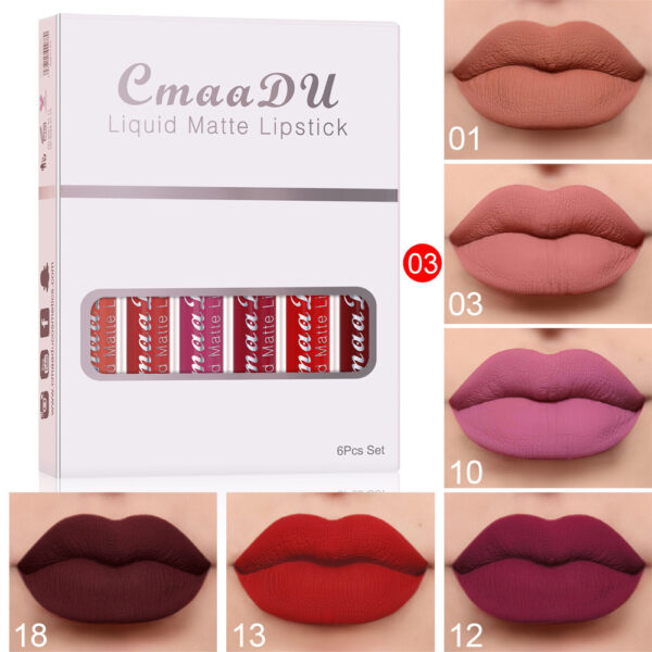 6 Boxes Of Matte Non-stick Cup Waterproof Lipstick Long Lasting Lip Gloss – Image 6