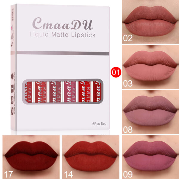 6 Boxes Of Matte Non-stick Cup Waterproof Lipstick Long Lasting Lip Gloss – Image 3